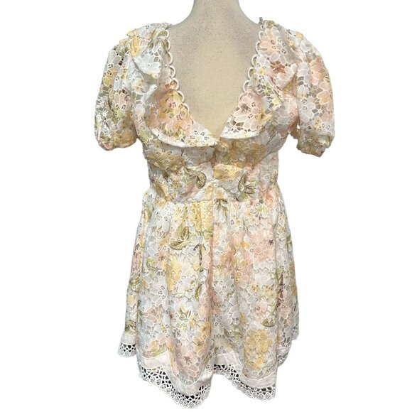 LAtiste by Amy Dress  XL Open Floral Crochet Lace Mini Cottagecore Feminine - Picture 3 of 11